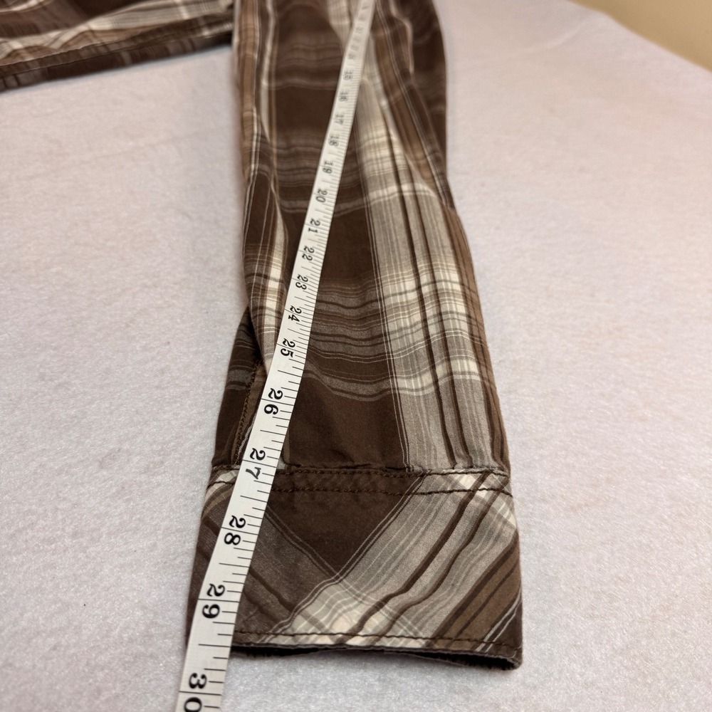 Helix Mens Brown Plaid Western Pearl Snap Shirt Long Sleeve‎ Cotton Large - Picture 10 of 16